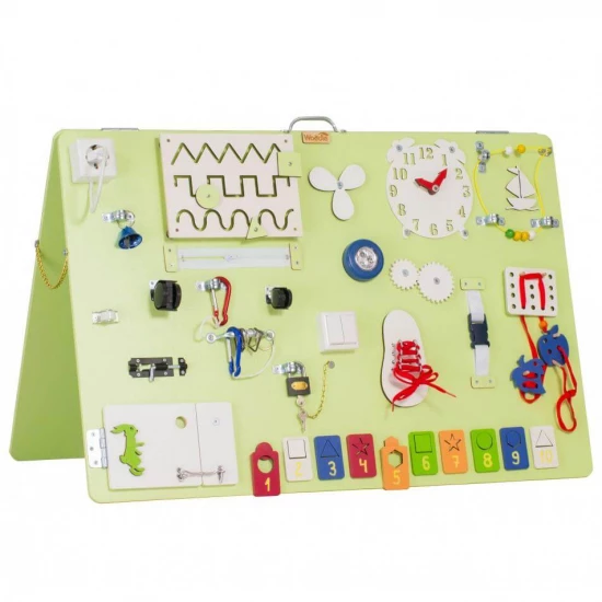 Бизиборд Премиум с магнитно-меловой доской Фисташка 60х90 см